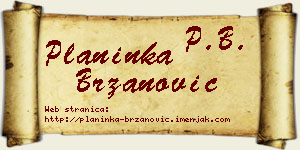 Planinka Brzanović vizit kartica